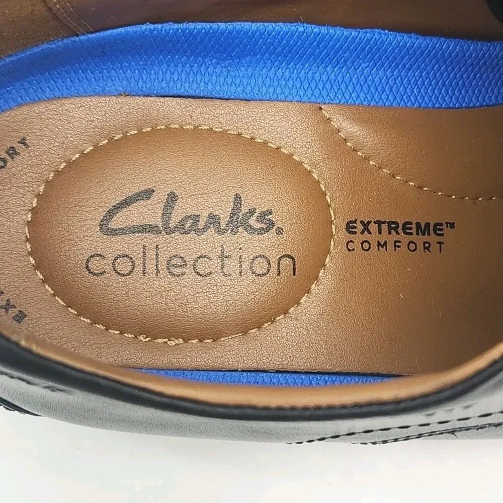 Clarks Collection Dress Shoe Extreme Comfort Oxford Black Leather Men Size 12